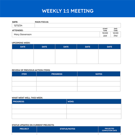 One-on-One Meeting Agenda